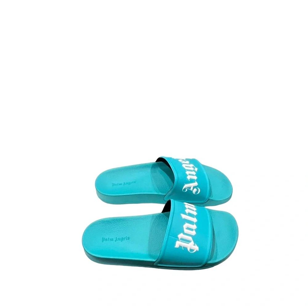 Palm Angels LIGHT BLUE POOL SLIDER LOGO Sandals Men’s Size 10